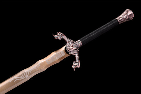 Dragon Sword Handmade Spring Steel  With Red Crack Pattern #1179