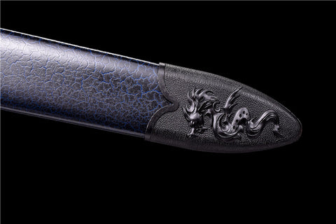Dragon Sword Handmade Spring Steel with  Blue Flame Pattern balde #1172