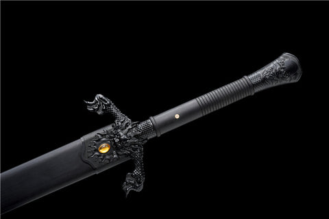 Dragon Sword Handmade Damascus Steel With Balck Sheath#1177