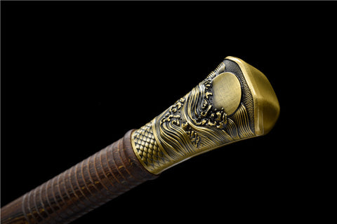 Dragon Sword Handmade Damascus Steel Wih Rosewood Sheath#1178