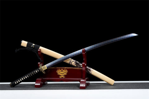 Handmade Damascus Steel Full Tang Real Japanese Katana With Real Fish Skin Handle#1101