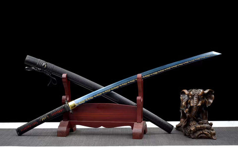 Handmade High Carbon Steel Full Tang Real Japanese Katana With With Blue Golden Edge #1026