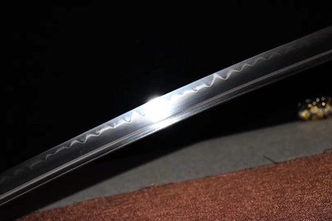 Handmade T10 Steel Full Tang Real Japanese Katana With Golden Sheath Clay Tempered #1273
