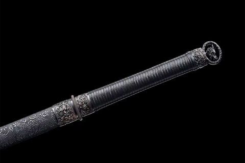 Handmade Chinese Sword Yellow Sandalwood Blade Practice Sword With Black Scabbard #1476