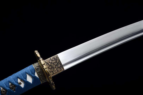 Handmade Japanese Manganese Steel Short Tanto Sword With Black Green Scarbbard #1443