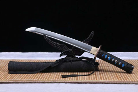 Handmade Manganese steel Japanese Tanto Clay temperd With Leather Sheath Real Tanto Sharped #1577