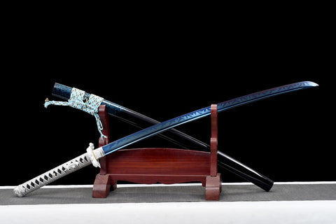 Handmade Spring Steel Full Tang Real Japanese Katana With Blue Style#1110