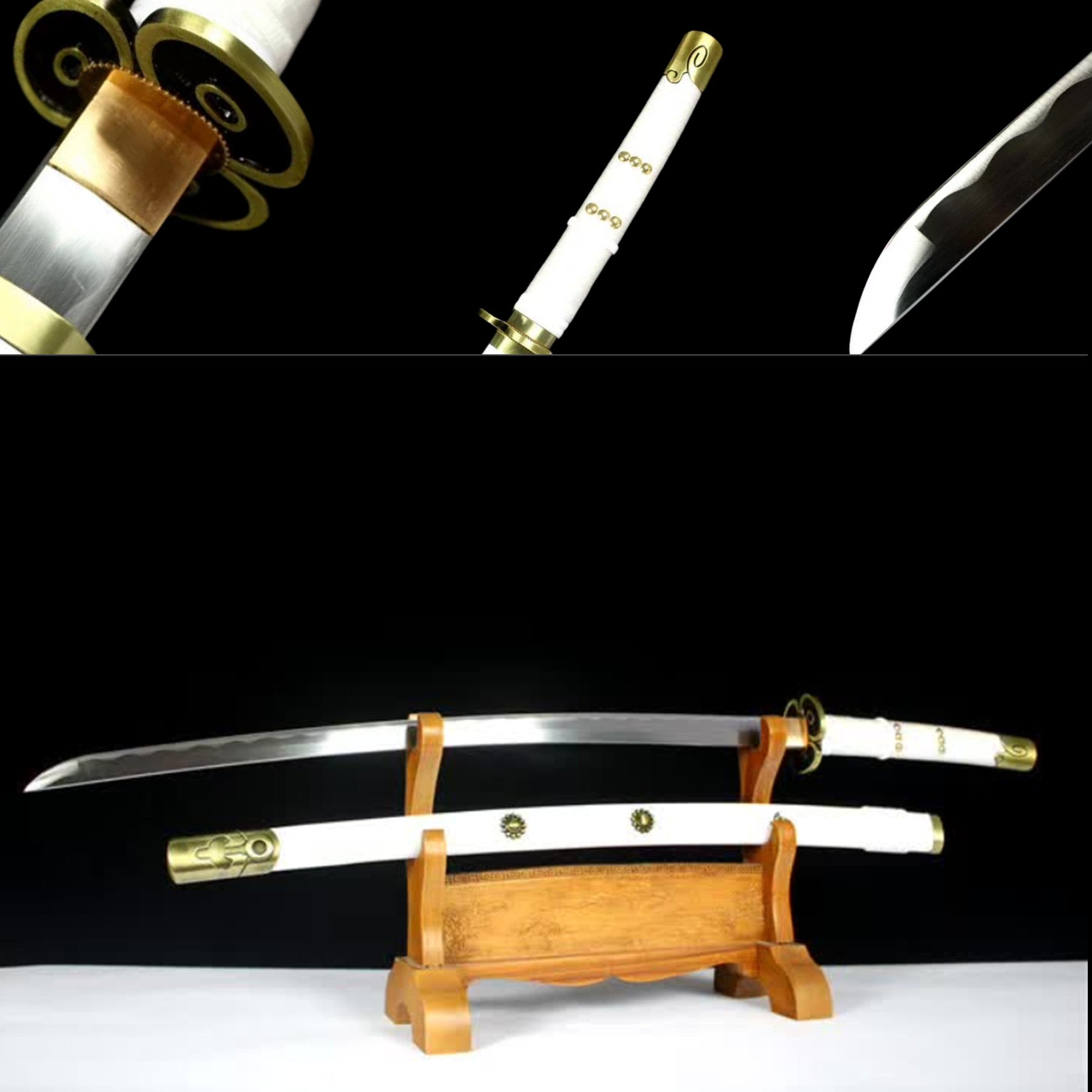 Handmade Anime Katana Sword One Piece Law Anime Cosplay Real Samurai Sword  High Manganese Steel Full Tang 