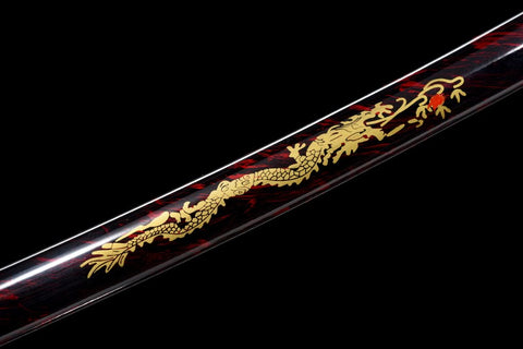 Handmade High Carbon Steel Full Tang Real Japanese Katana With Dragon Sheath Clay Tempered#1109