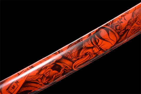 Handmade Spring Steel Full Tang Real Japanese Katana With Red Sheath #1113