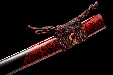 Handmade Spring Steel Full Tang Real Japanese Katana With Red Wave Style#1111