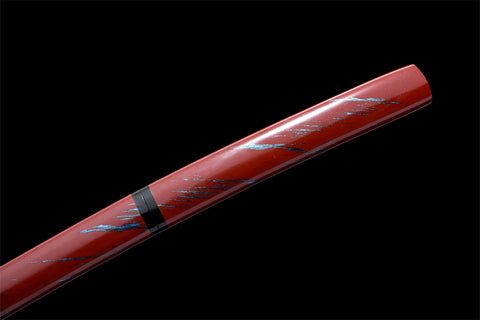 Handmade Spring Steel Full Tang Real Japanese Katana With Red Laser Flame #1114
