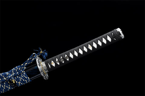 Handmade Spring Steel Full Tang Real Japanese Katana With Blue Wave Style#1115