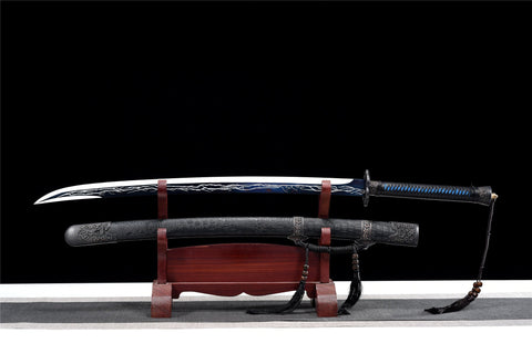 Handmade Manganese Steel Full Tang Real Japanese Katana With Blue Lightning Style#1336