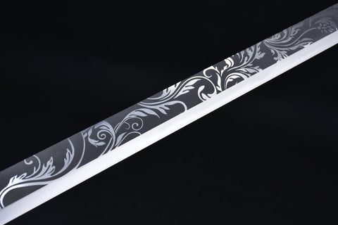 Handmade Stainless Steel Silver Dragon Sword with Leather Sheath#1085