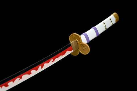 Lightsaber Katana One Piece Kozuki Oden Amou Kirukiru Katana Sword Bamboo Wood Anime Katana Black and Red Flame Pattern White #1302