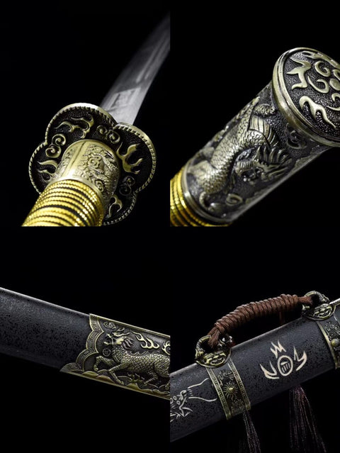 Handmade Manganese steel Chinese Sword With Dragon Pattern#1359
