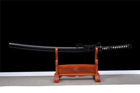 Handmade Manganese Steel Full Tang Real Japanese Katana With Black Wave Style#1350