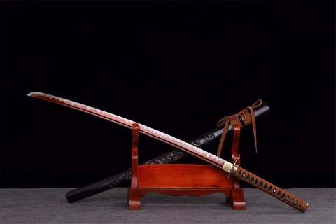 Handmade Spring Steel Full Tang Real Japanese Katana With Embossed Dragon Sheath #1381
