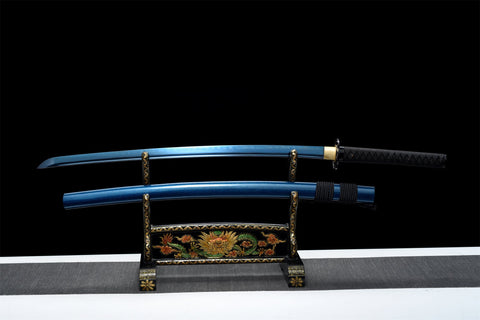 Handmade High Manganese Steel Full Tang Real Japanese Katana With Blue Edge Clay Tempered #1376