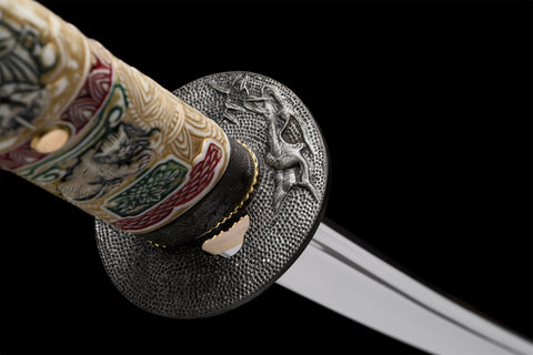Handmade High Manganese Steel Full Tang Real Japanese Katana With Dragon Head Handle #1400